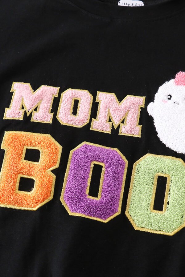 Black halloween MOM&GIRL BOO chenille patch top - Image 7