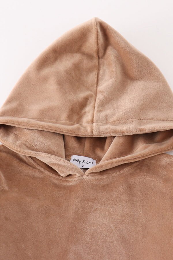 Beige velvet boy hoodie set - Image 2