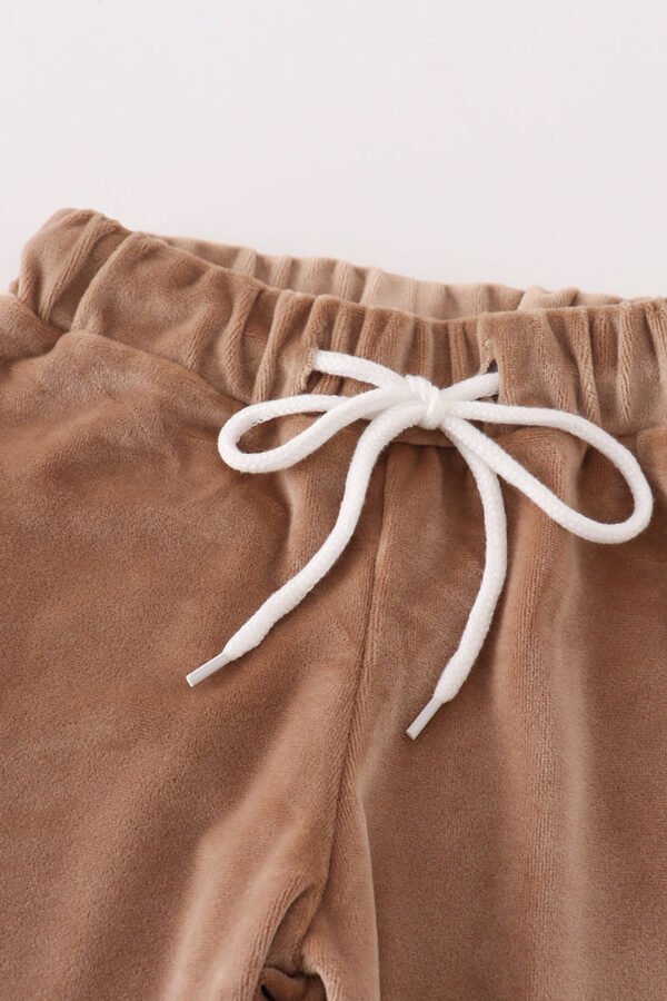 Beige velvet boy hoodie set - Image 3