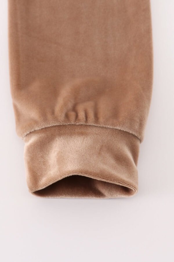 Beige velvet boy hoodie set - Image 4