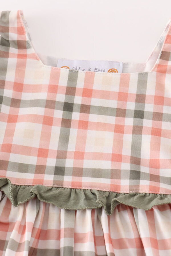 Green watercolor plaid girl top - Image 2