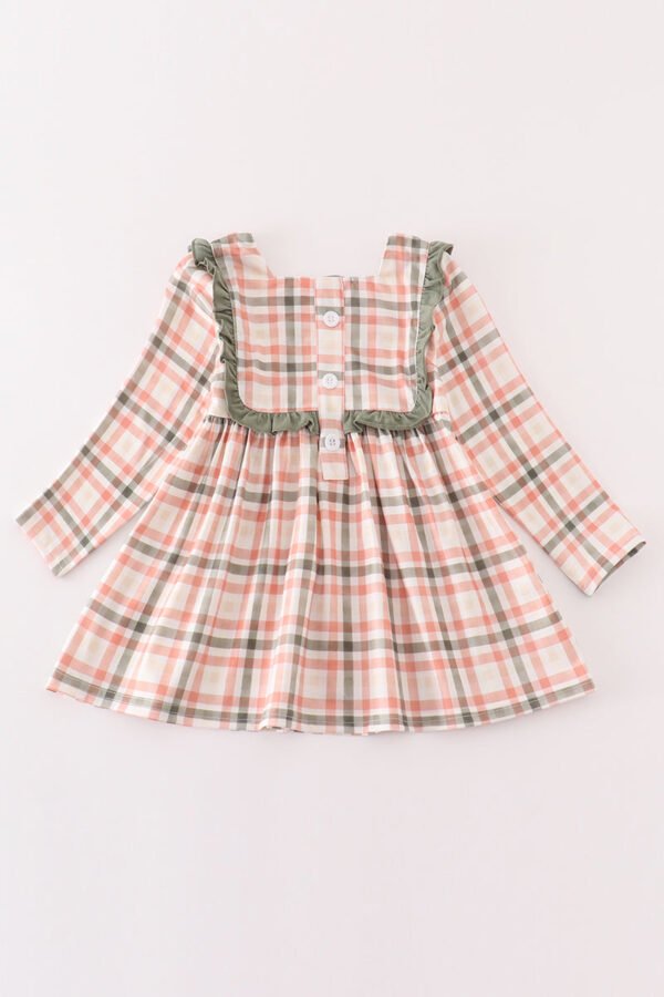 Green watercolor plaid girl top - Image 5