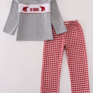Alabama embroidery gingham pants set