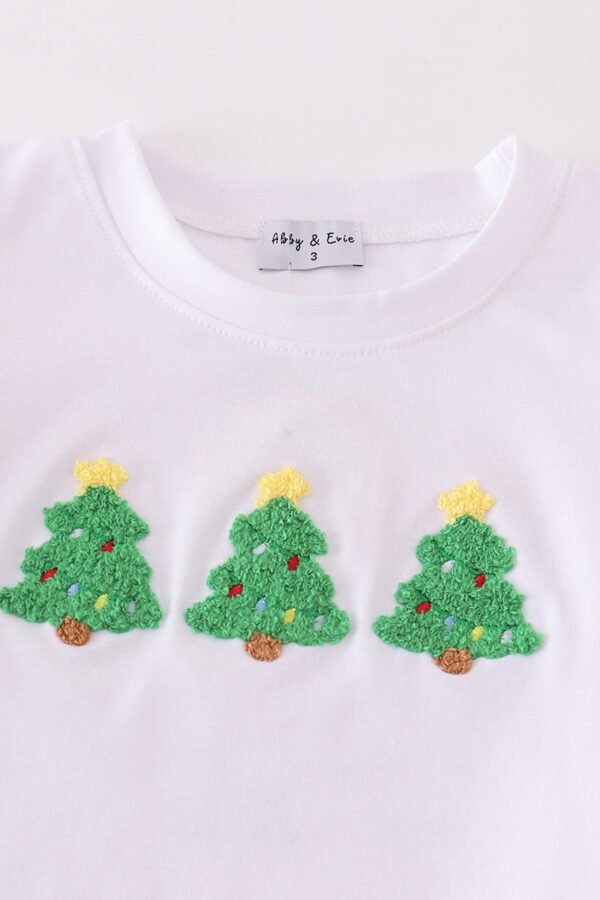 Blue christmas tree french knot smocked boy set - Image 2