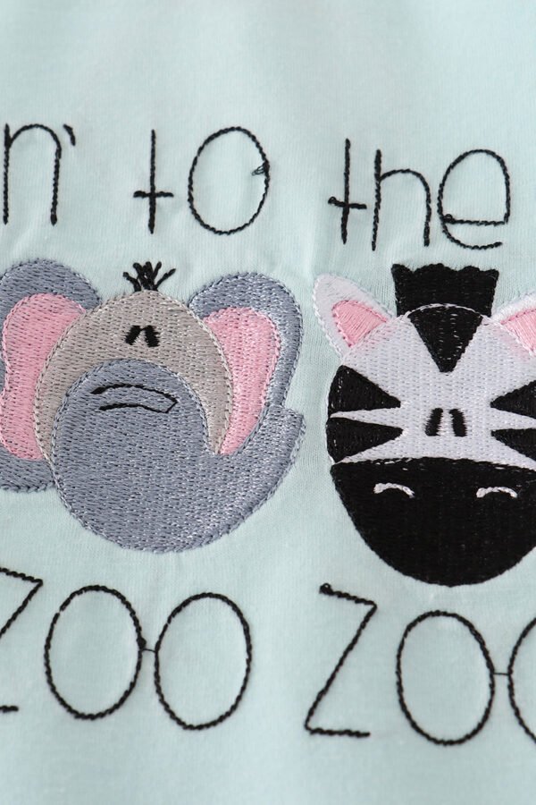 Blue GOIN TO THE ZOO embroidery top - Image 2