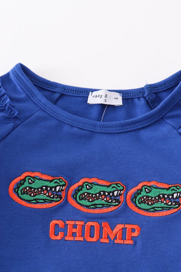 Blue chomp embroidery girl top - Image 2