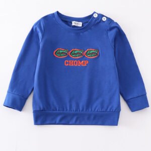 Blue chomp embroidery boy top