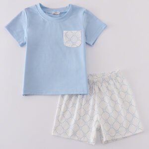Blue classic lattice charm shorts set