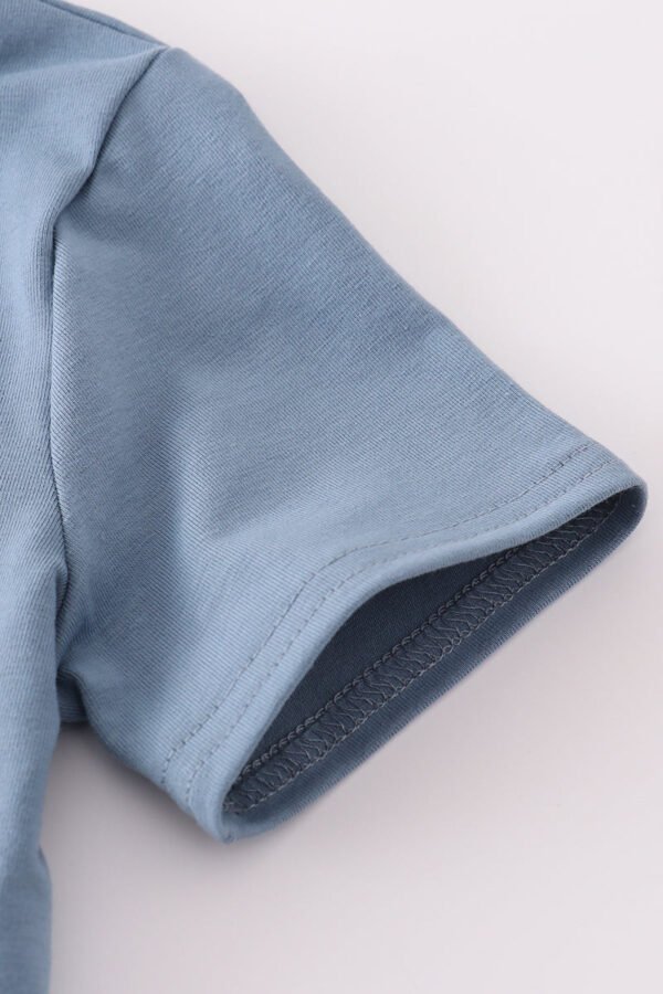 Blue farm horses embroidery shorts set - Image 3