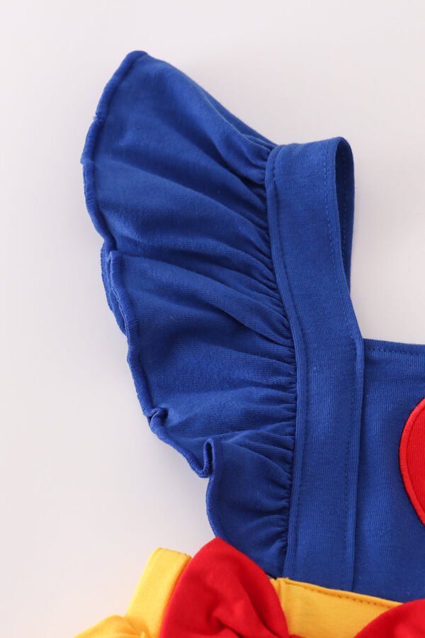 Apple embroidery bow ruffle shorts set - Image 2