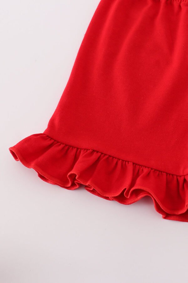Apple embroidery bow ruffle shorts set - Image 3
