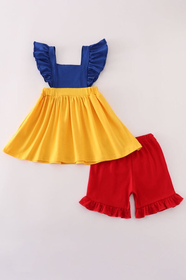 Apple embroidery bow ruffle shorts set - Image 4