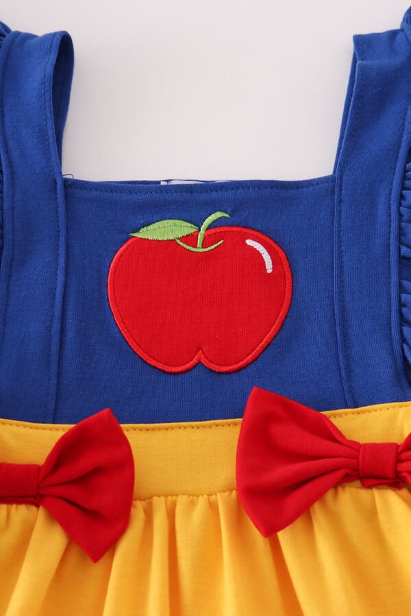 Apple embroidery bow ruffle shorts set - Image 5