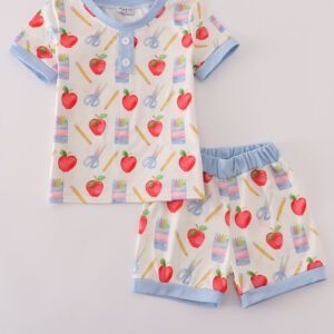 Apple pencil print shorts set