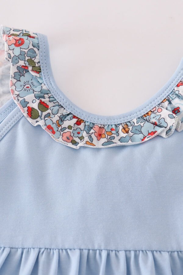 Blue apple floral applique ruffle dress - Image 2