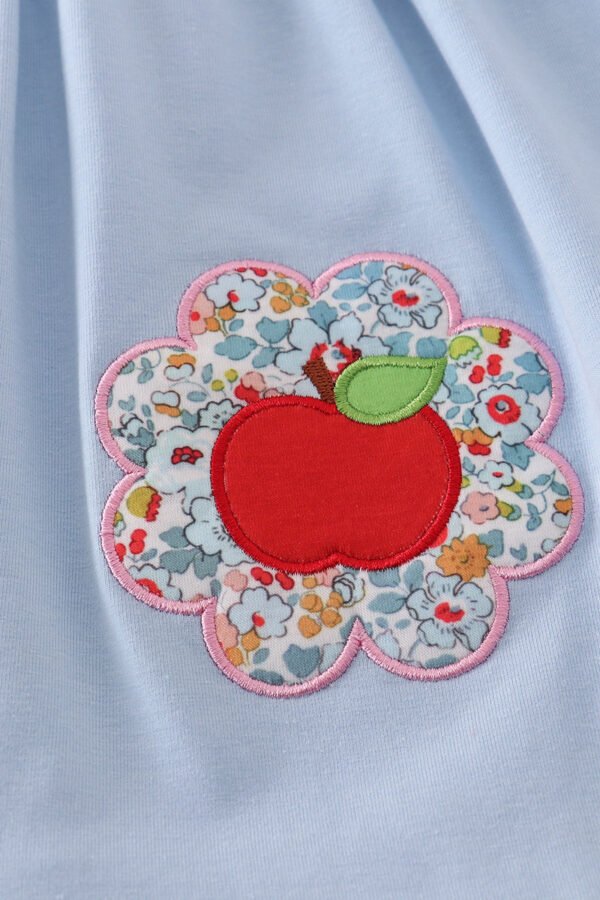 Blue apple floral applique ruffle dress - Image 3