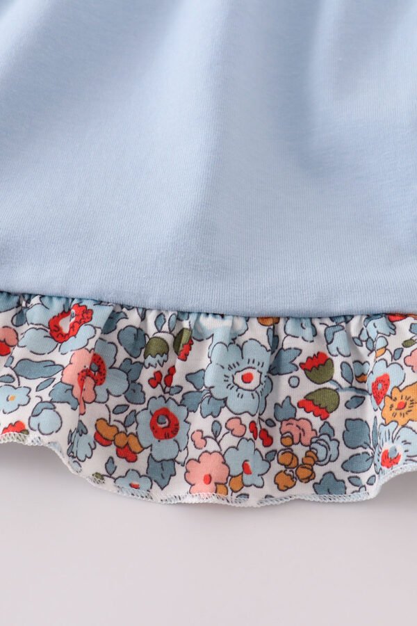 Blue apple floral applique ruffle dress - Image 4