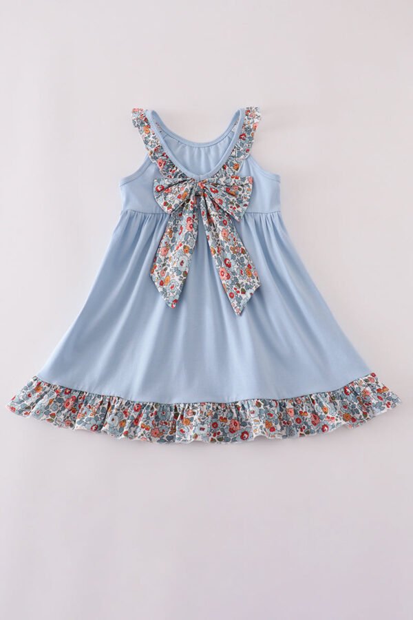 Blue apple floral applique ruffle dress - Image 5