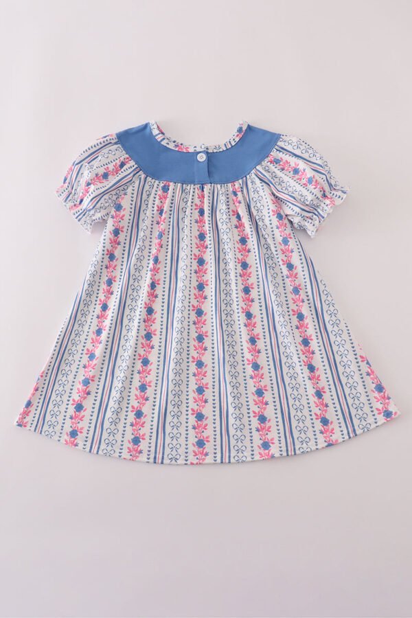 Blue bow embroidery dress - Image 5