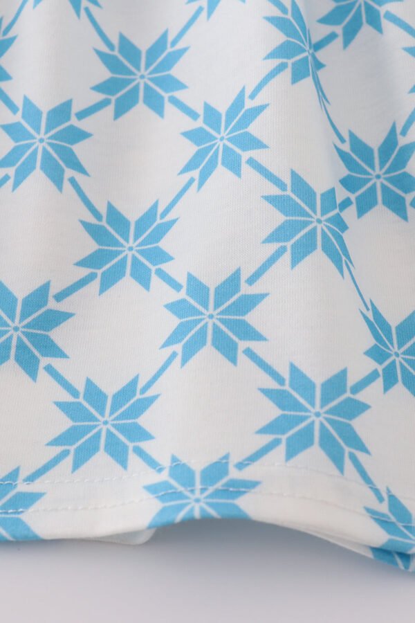 Blue character embroidery bow ruffle shorts set - Image 3