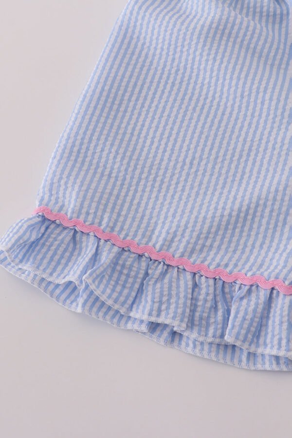 Blue character applique bow ruffle shorts set - Image 3