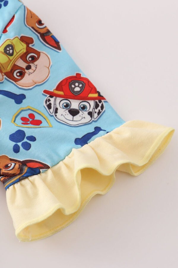 Blue character print ruffle pajamas set - Image 3