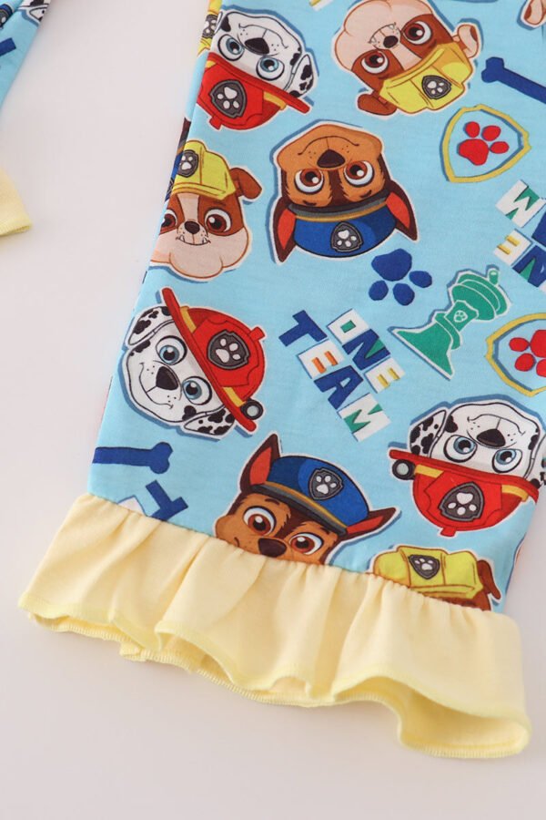 Blue character print ruffle pajamas set - Image 4
