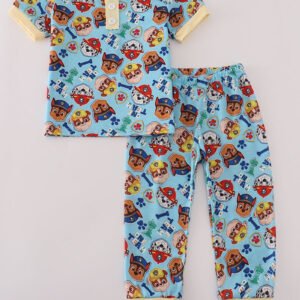 Blue character print pajamas set