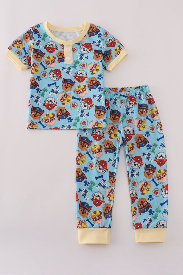 Blue character print pajamas set