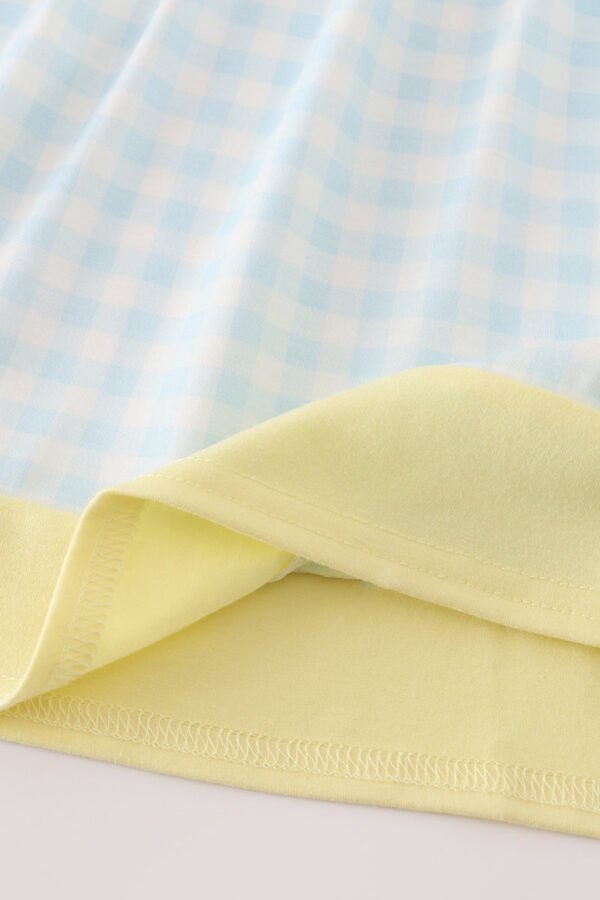 Blue character embroidery gingham ruffle dress - Image 3