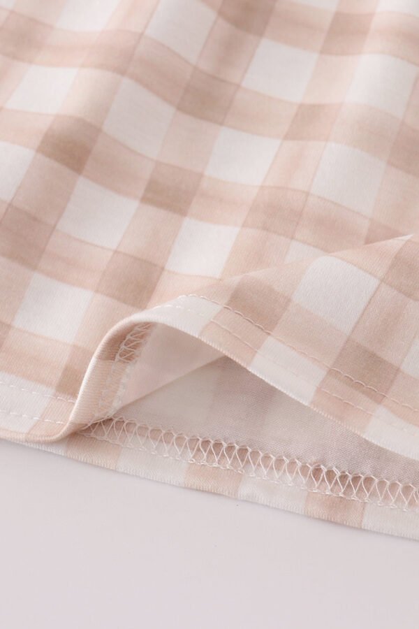 Beige puppy embroidery gingham dress - Image 3
