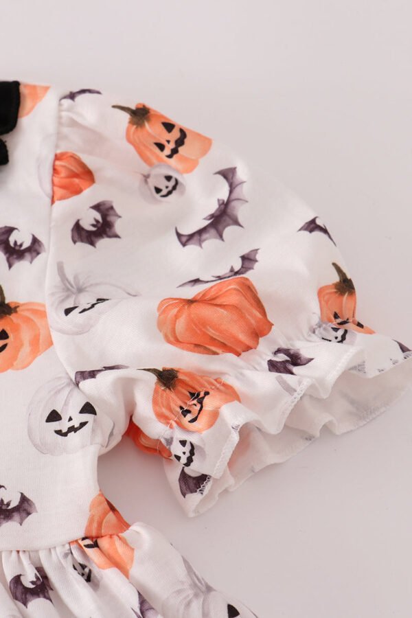Black pumpkin print ruffle pants set - Image 2
