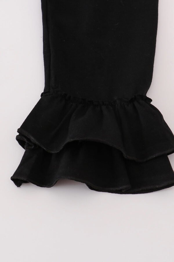 Black pumpkin print ruffle pants set - Image 4