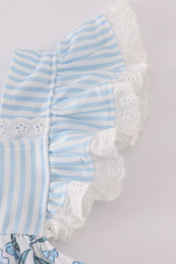 Blue bow & lace print ruffle dress - Image 2