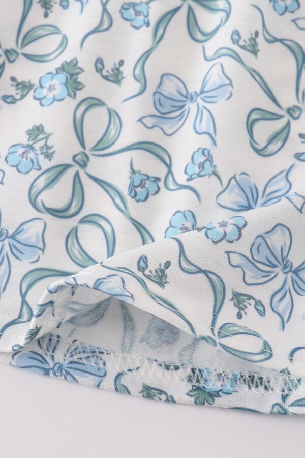 Blue bow & lace print ruffle dress - Image 3