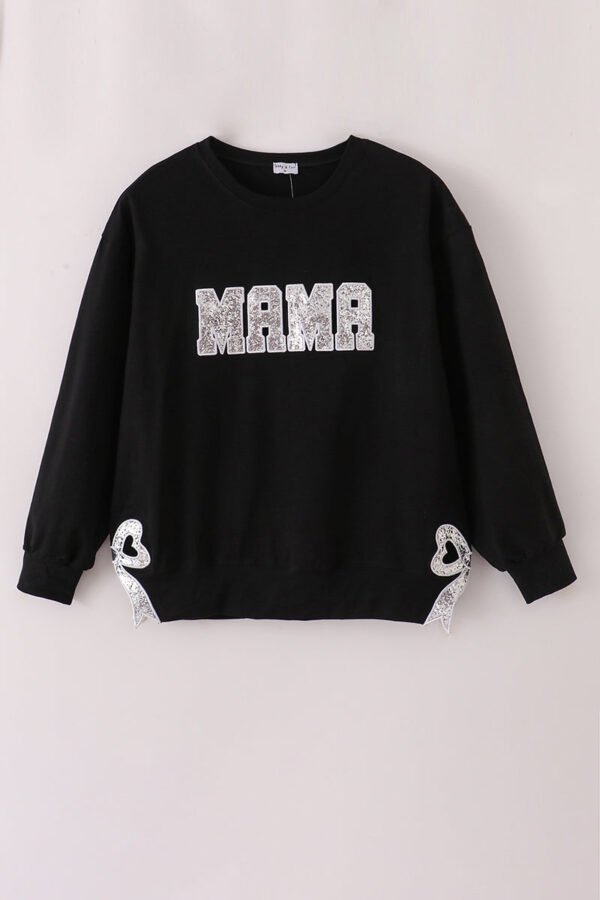 Black MINI bow glitter mom&me top - Image 2