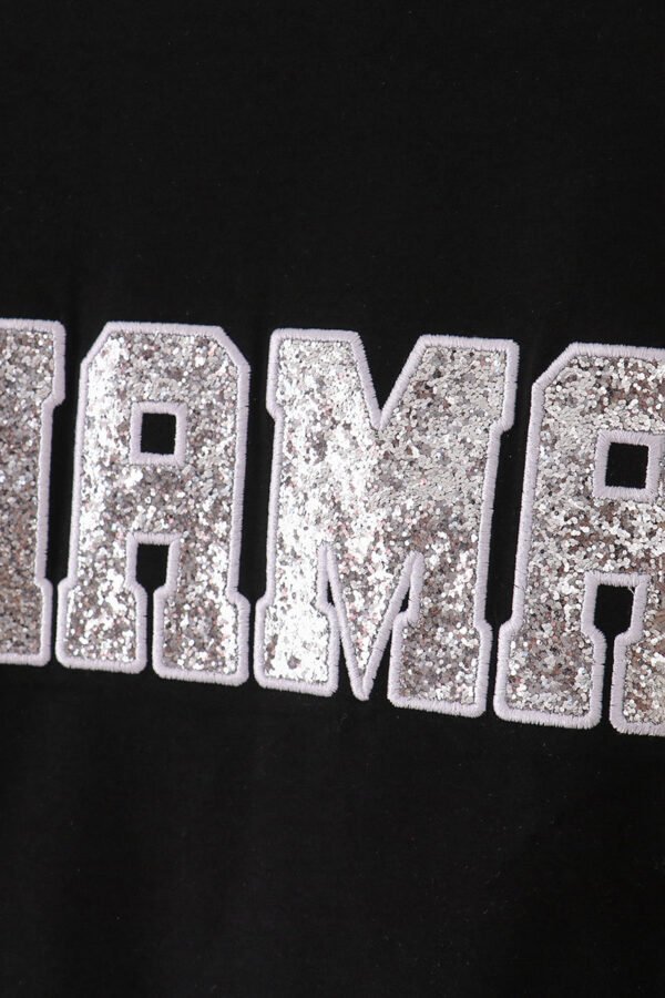 Black MINI bow glitter mom&me top - Image 3