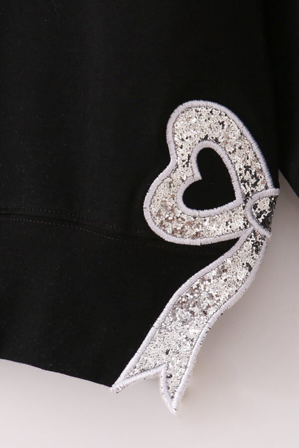 Black MINI bow glitter mom&me top - Image 4
