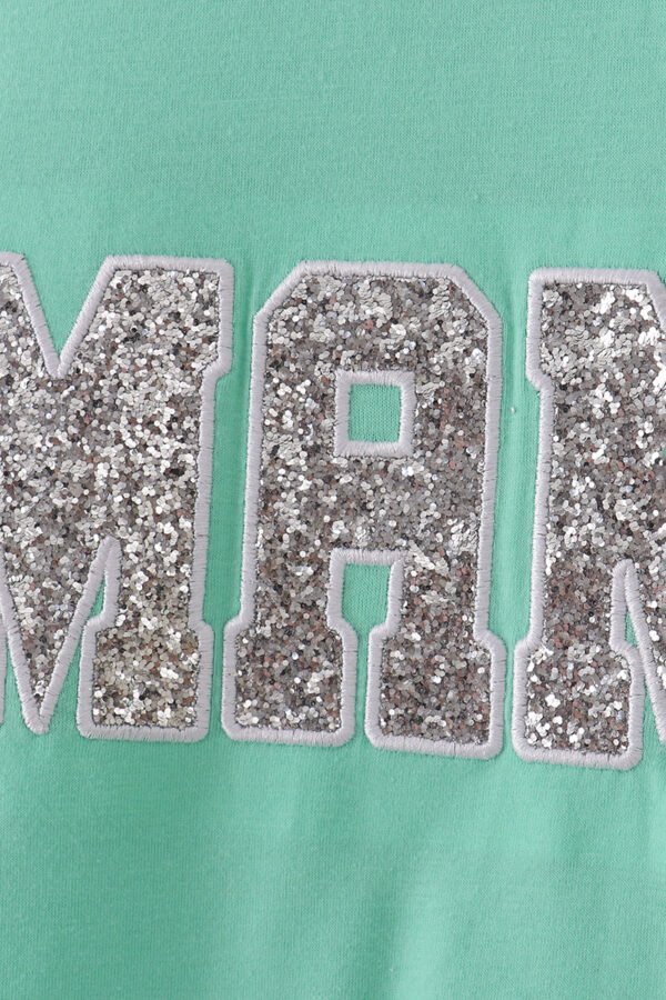 Green MINI bow glitter mom&me top - Image 3