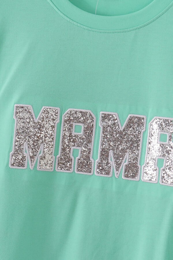Green MINI bow glitter mom&me top - Image 4