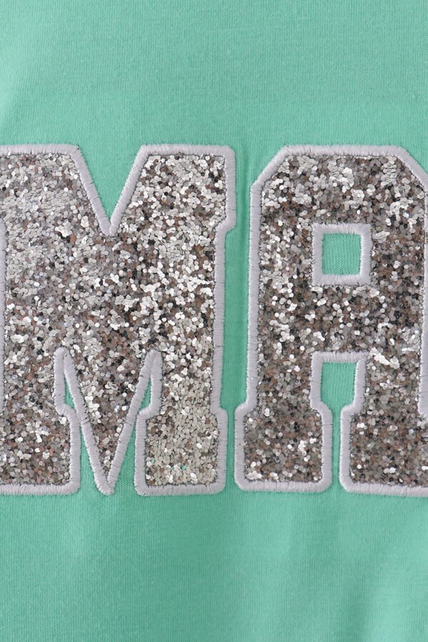 Green MINI bow glitter mom&me top - Image 5