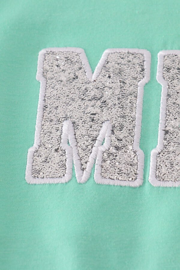 Green MINI bow glitter mom&me top - Image 8