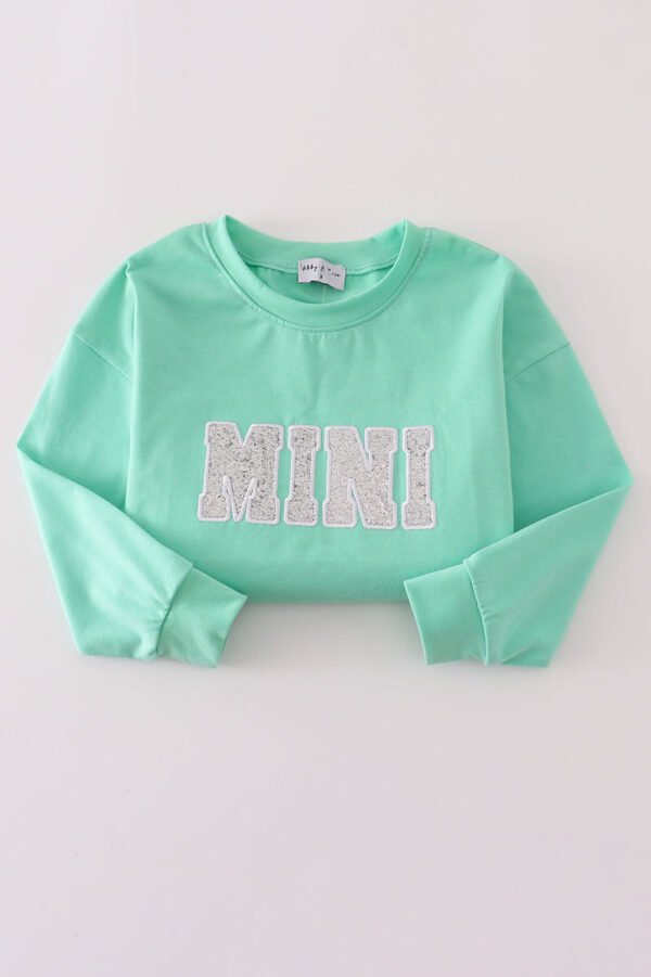 Green MINI bow glitter mom&me top - Image 12