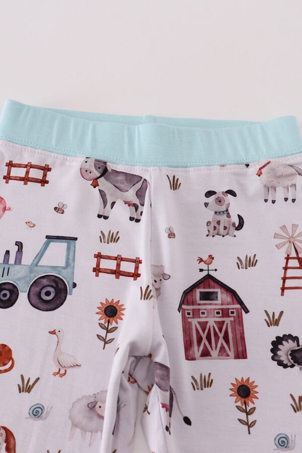 Blue family farm pajamas bamboo pants set - Image 3