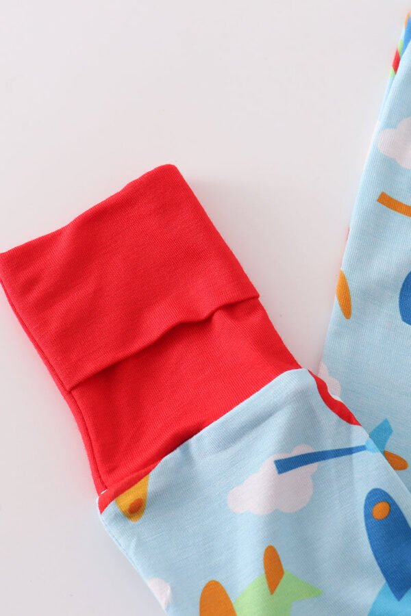 Blue plane bamboo pajamas romper - Image 2