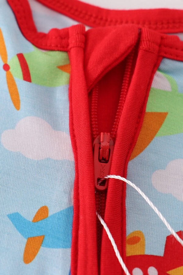 Blue plane bamboo pajamas romper - Image 4