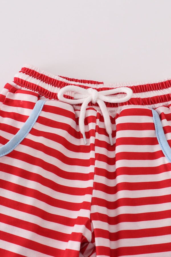 Blue airplane embroidery stripe pants set - Image 3