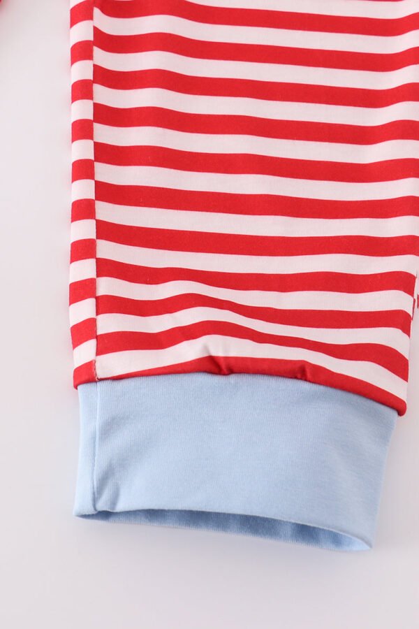 Blue airplane embroidery stripe pants set - Image 4