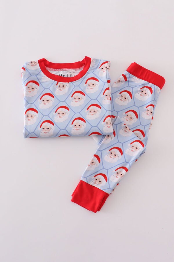 Blue santa claus bamboo pajamas set - Image 6